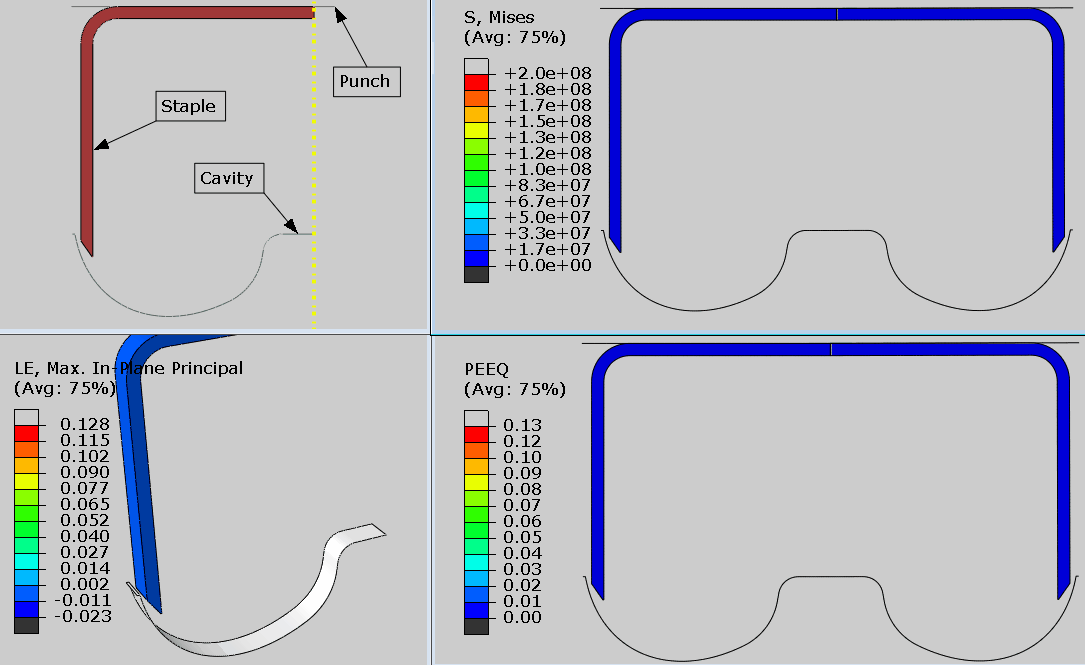 bending of a staple simulation